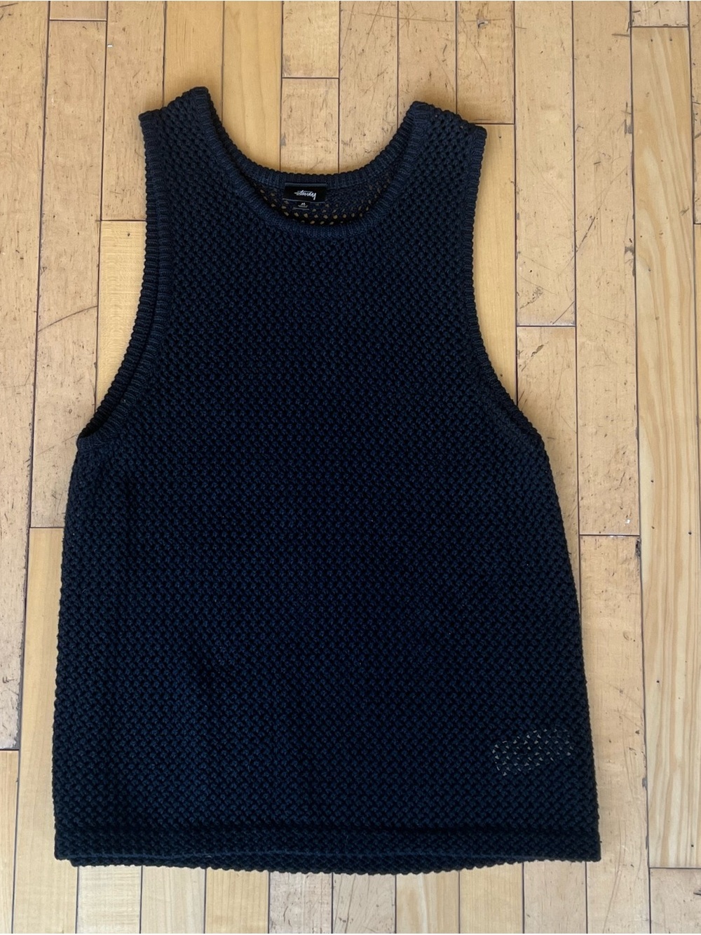 Stussy Black Knit Crewneck Tank Sweater
